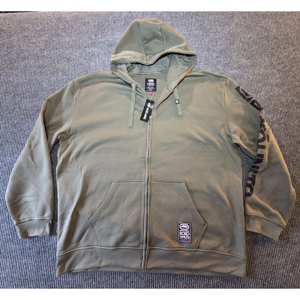 Ecko Unltd. Men's 3XL Green Full Zip Hoodie Graphic Print Long Sleeve - New!